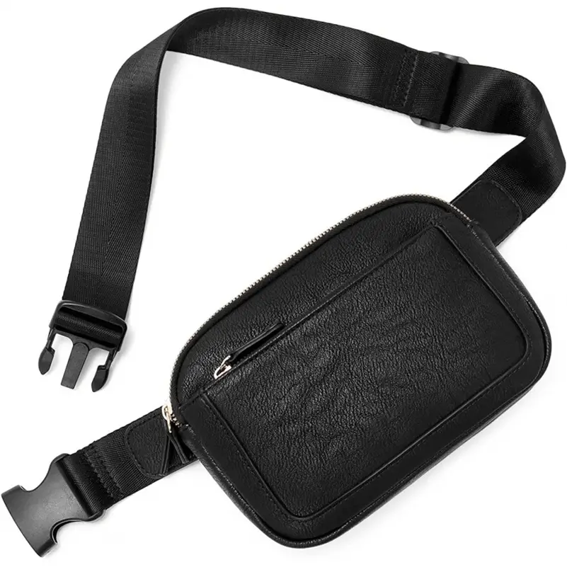 Leather fanny pack black variant - OEM manufacturing precision for wholesale luxury accessories showing versatile design options