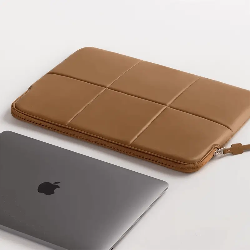 Leather laptop bag design view - Detailed professional construction for business accessory factory production