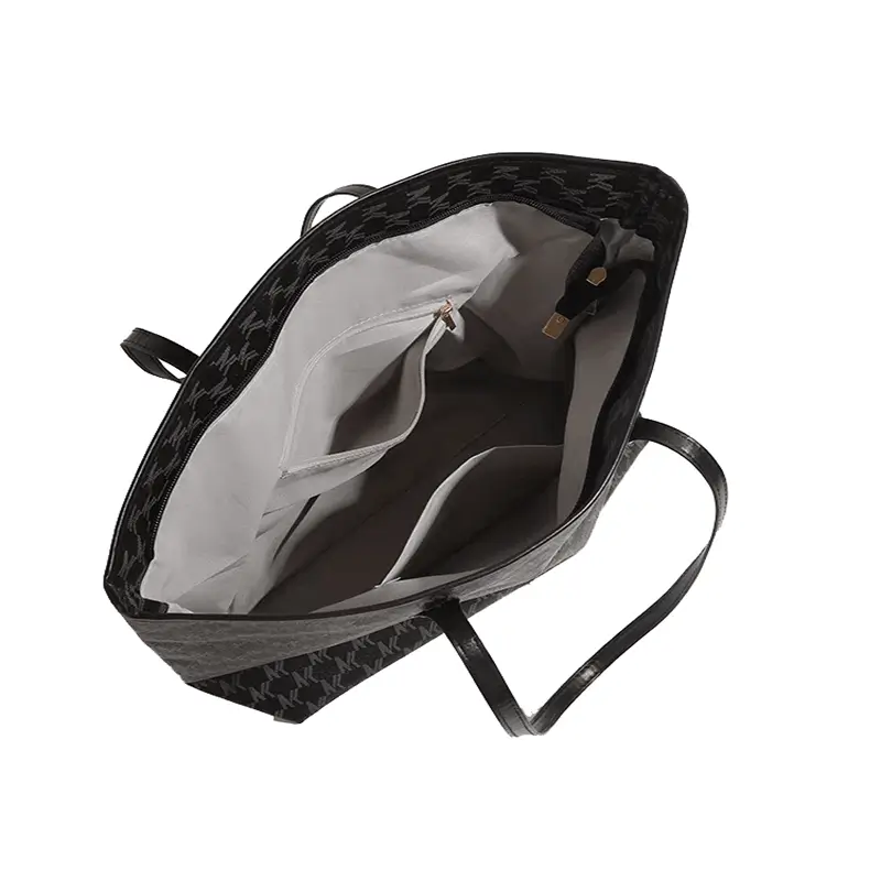 PU tote side view - Manufacturing capacity for OEM orders showing leather-like handle construction