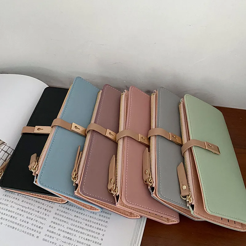 Wholesale color lineup - 6 pastel and classic shades for custom long ladies wallet production