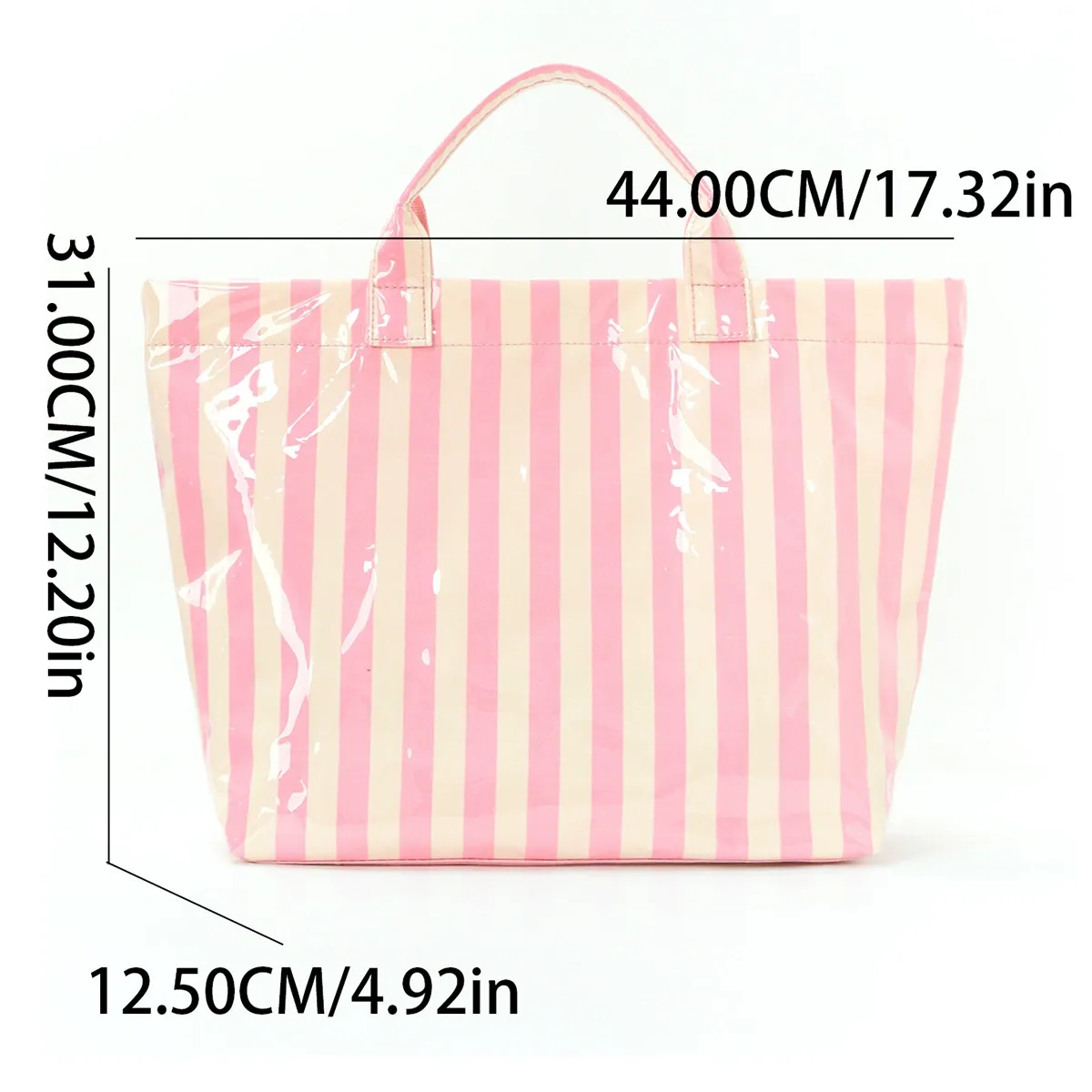 Side view of Lightweight Striped Travel Tote Bag for Daily Commute