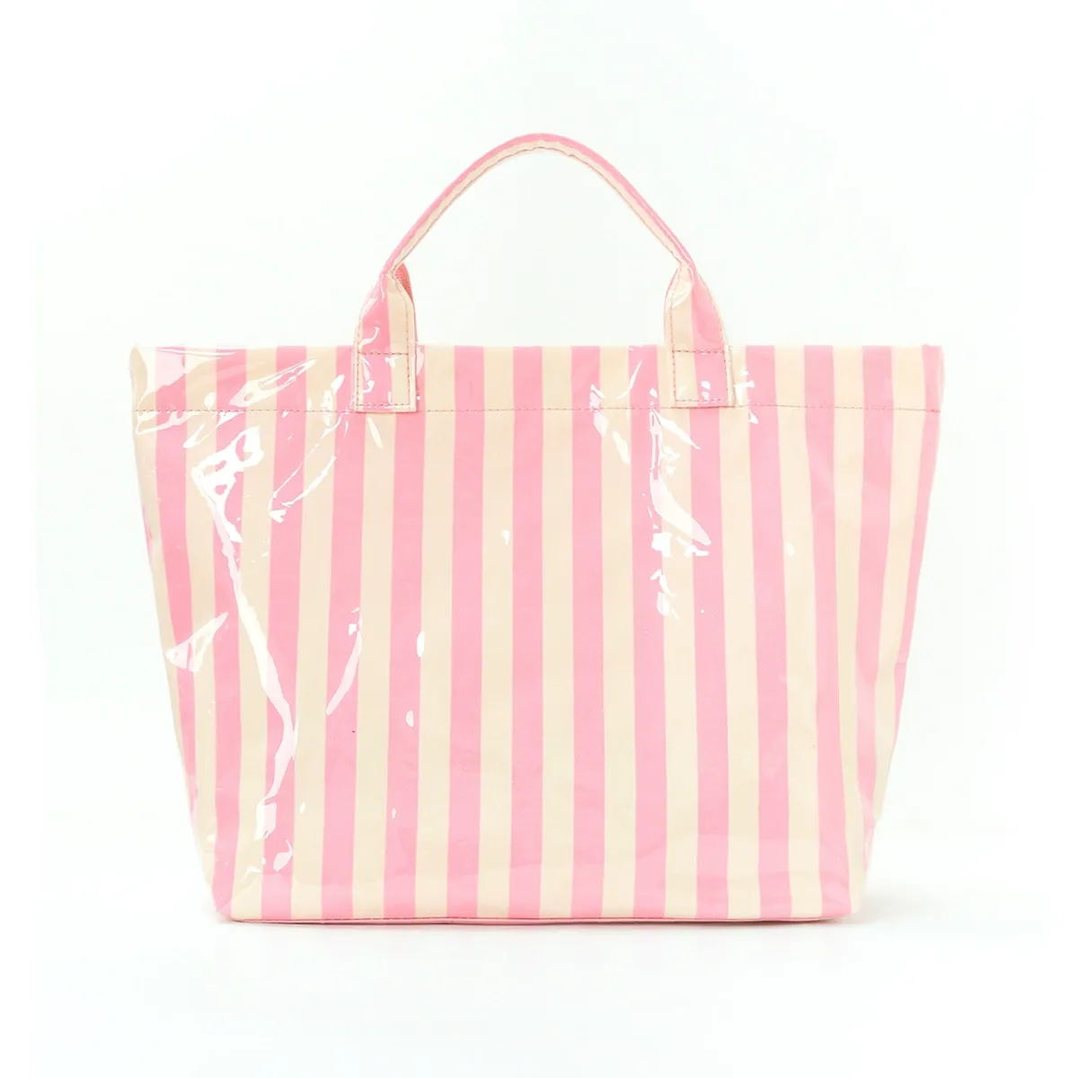 Back view showing straps of Lightweight Striped Travel Tote Bag for Daily Commute