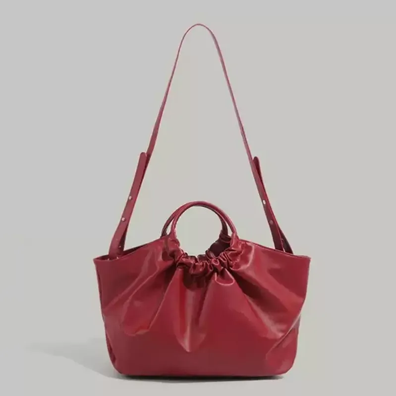 PU tote shoulder carry view - Custom manufacturing quality for wholesale fashion accessories showing dual carry options