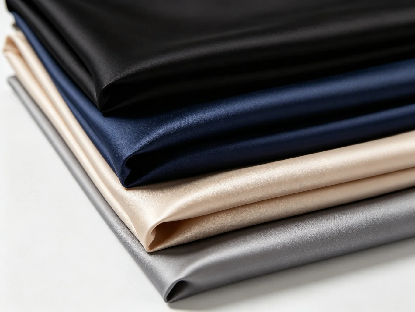 Smooth polyester taffeta lining fabric in black navy beige and gray colors