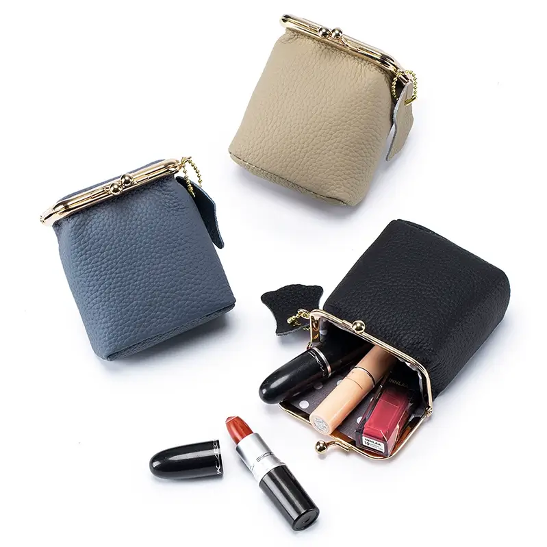 Mini lipstick case manufacturer - Premium pebbled leather organizer with metal frame technology for custom OEM beauty production