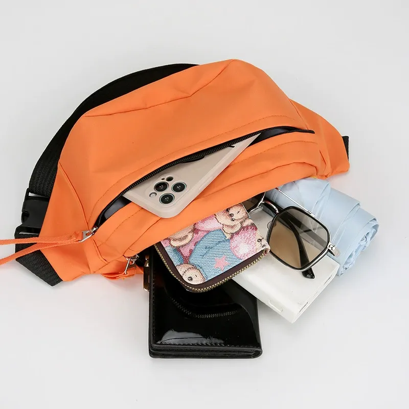 Multi-layer zip layout on soft nylon crossbody sling bag