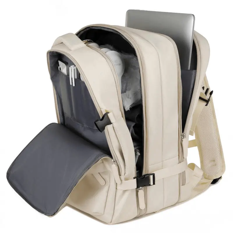 Multi-functional dry wet separation backpack with interior view showing organized compartments - professional OEM manufacturer of waterproof backpacks
