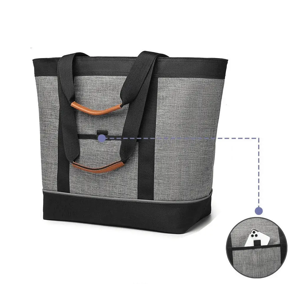 Custom waterproof cooler bag manufacturer - Feature details showing zippered pocket and mesh pouch