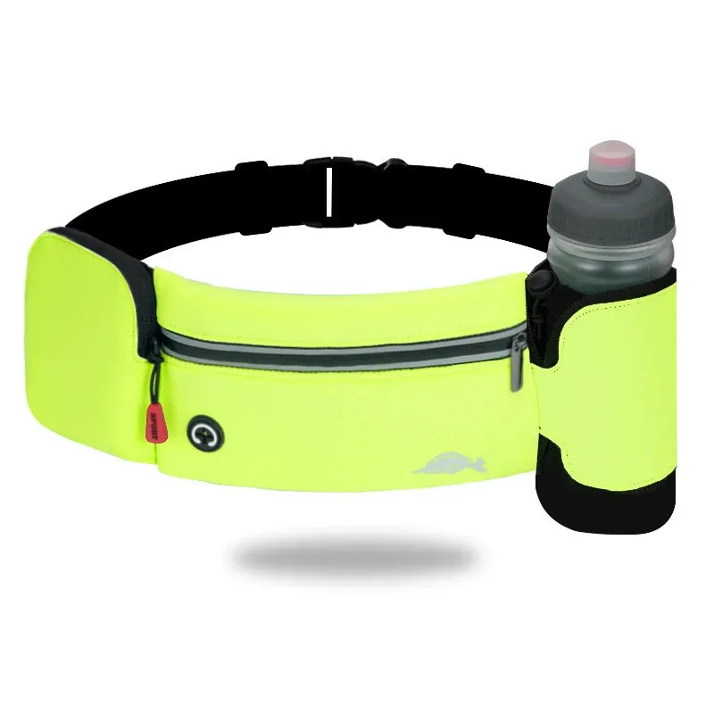 Optional bottle holder on waterproof marathon hydration belt during outdoor running