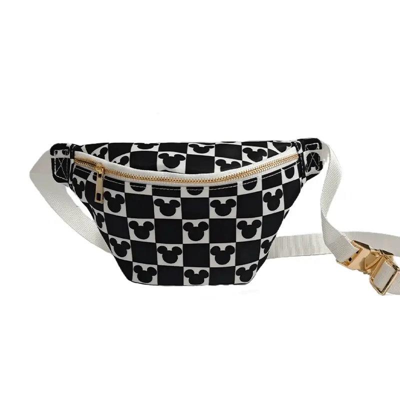 Mickey Mouse waist bag black/white variant - OEM manufacturing precision for wholesale entertainment accessories showing classic checkered pattern
