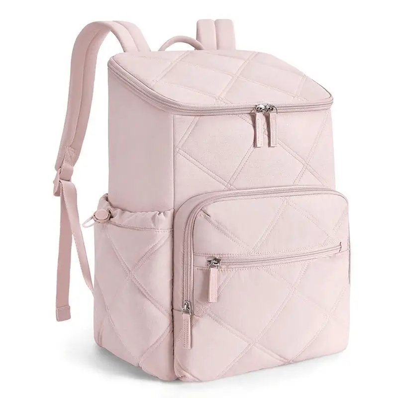 34L insulated cooler backpack manufacturer - Pink quilted design with 16-hour temperature retention for outdoor adventure OEM production