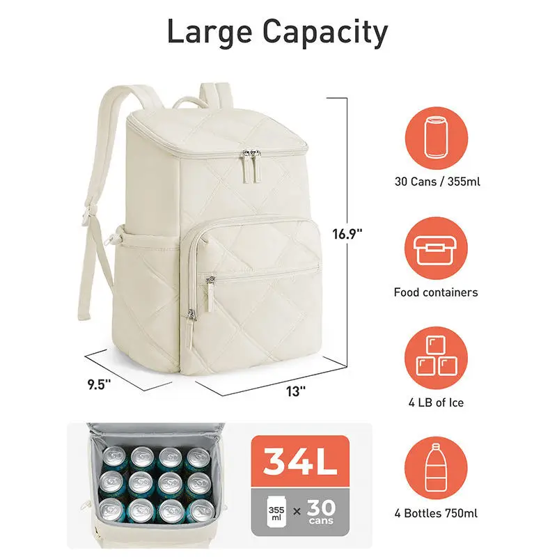 High-capacity cooler backpack factory - 30-can storage demonstration for wholesale outdoor equipment orders