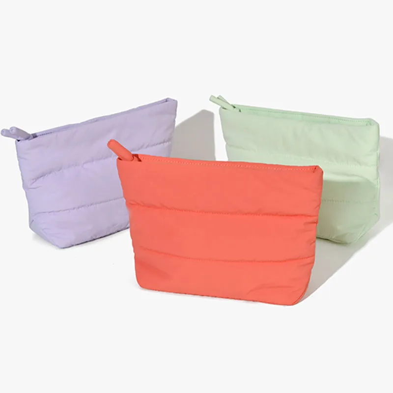 Front view coral cosmetic bag - Matte nylon finish for wholesale distribution