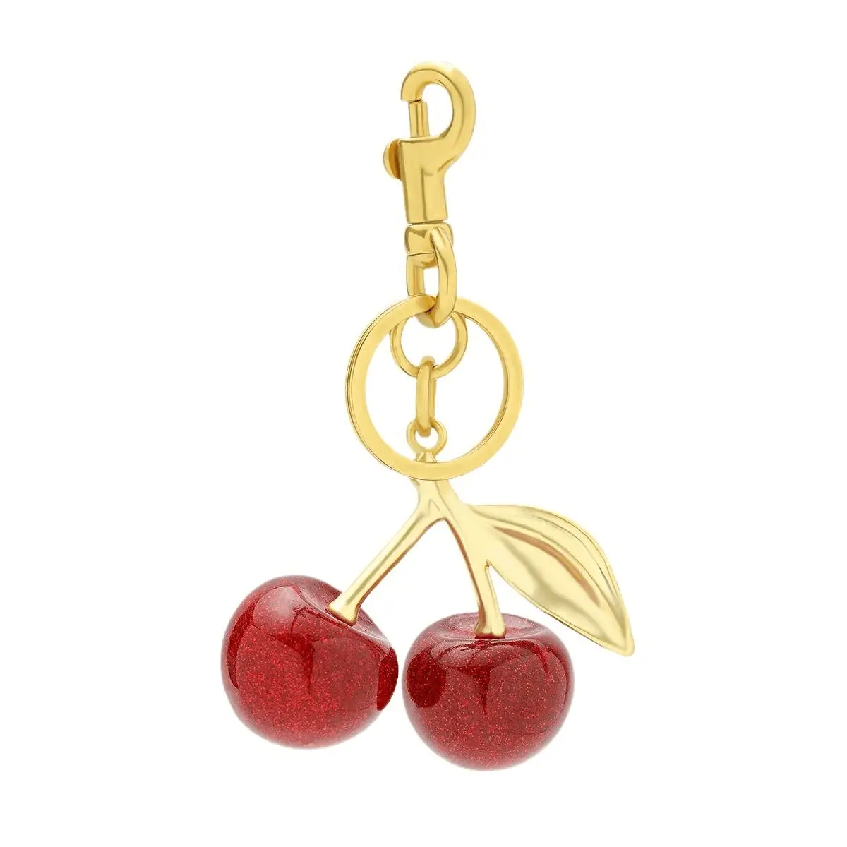 Red cherry keychain on white background - Vibrant design for custom accessory manufacturing