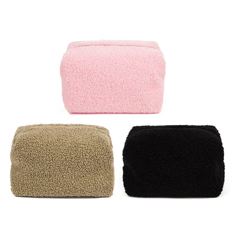 Soft plush bag collection - White and pink teddy fabric options for wholesale distribution