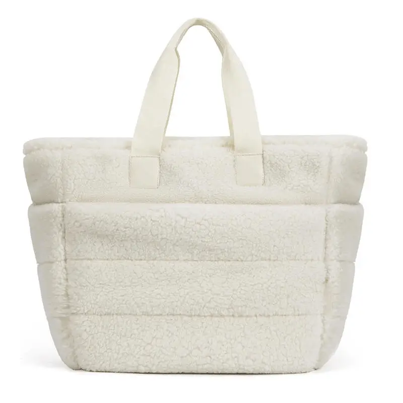 Plush tote bag alternative view - Manufacturing precision for wholesale fashion accessory factory showing cozy design