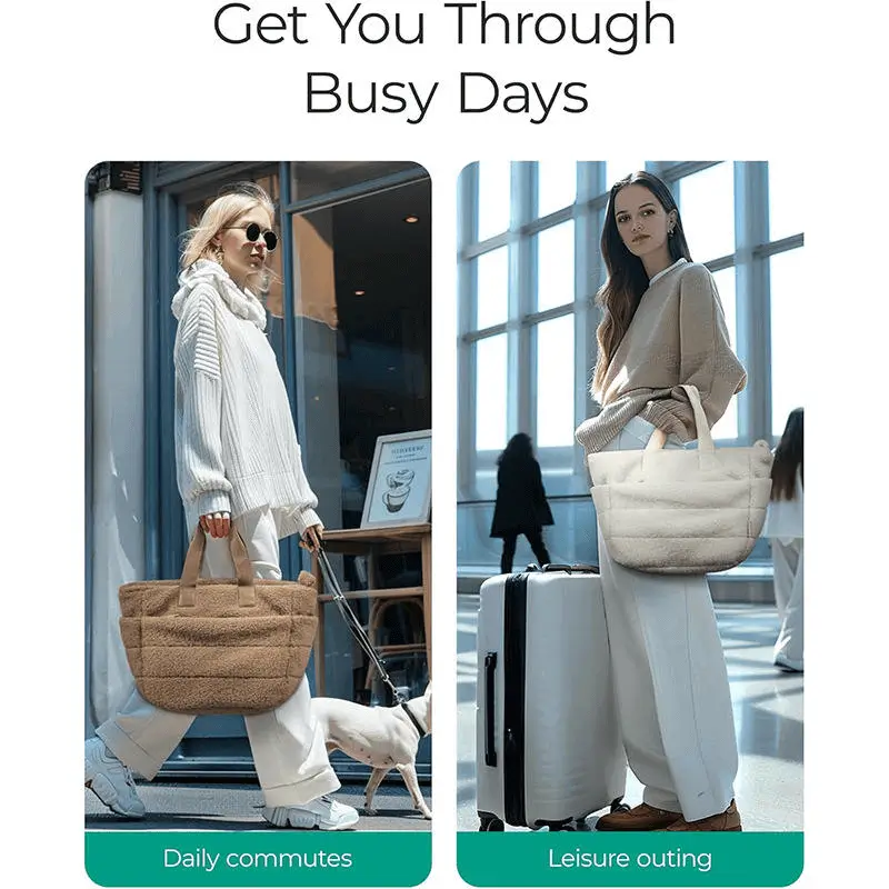 Plush tote detailed view - Production quality for custom fashion accessory manufacturing