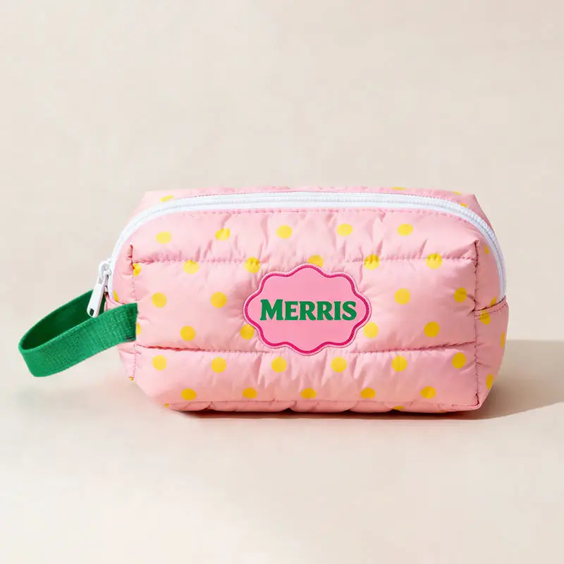 Top view quilted cosmetic bag - Vertical quilting design and pattern precision for OEM orders