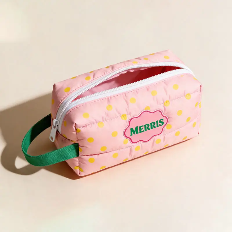 Side view wristlet cosmetic bag - Detachable strap and compact design for custom manufacturing