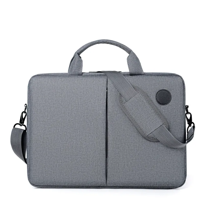 Front view of polyester business commute laptop briefcase for OEM production