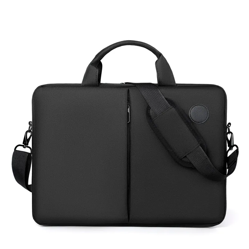 Layered file compartments on custom polyester laptop bag