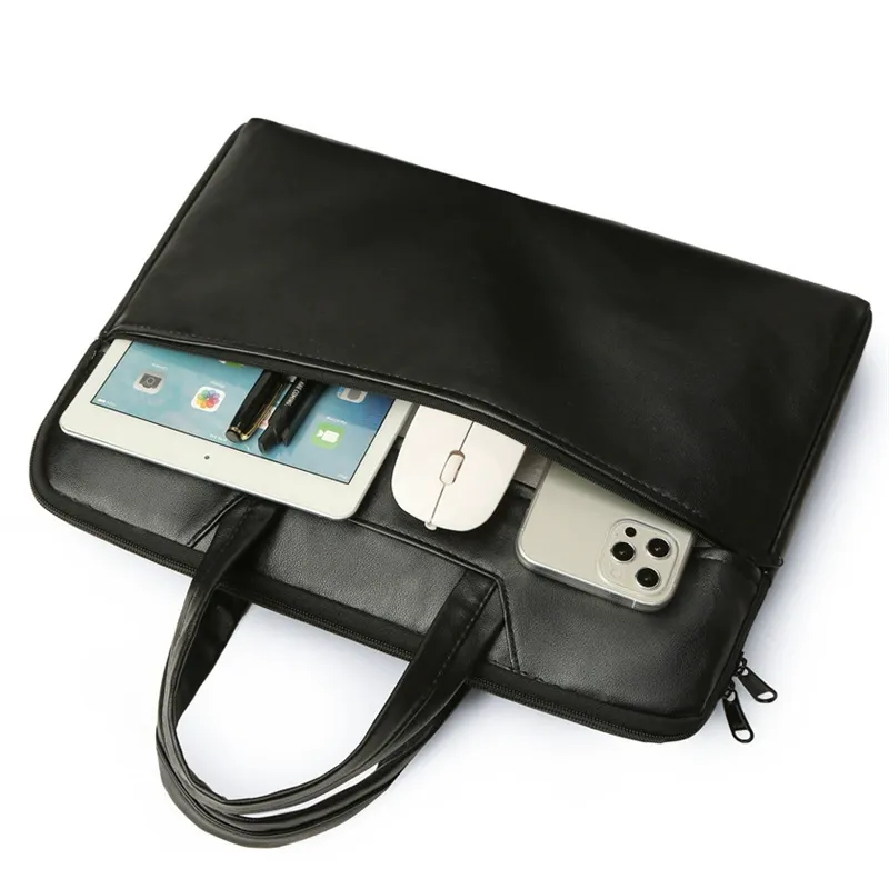Waterproof abrasion-resistant PU leather shell on slim document crossbody bag