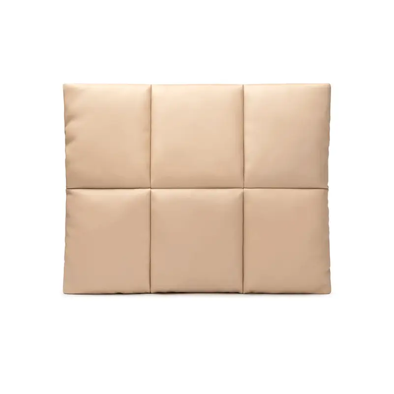 Detailed view of beige waterproof laptop bag - Quality craftsmanship and premium PU leather for custom business accessory manufacturing