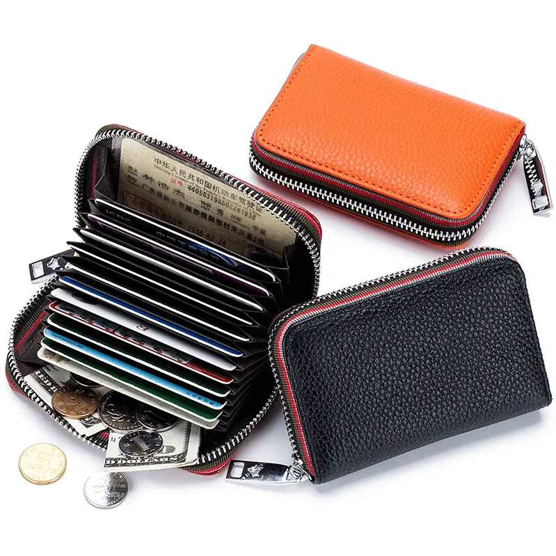 PU organ wallet manufacturer - Premium waterproof PU leather wallet with organizational card slots for custom OEM corporate production