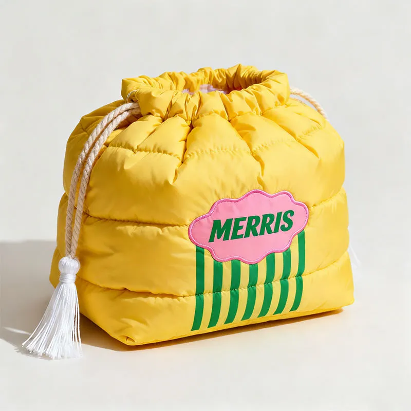 Custom puffy nylon drawstring cosmetic bag OEM