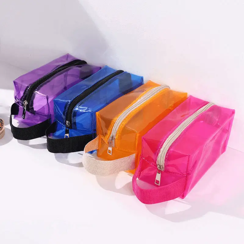 PVC translucent pouch collection - Multi-color display for wholesale beauty accessory production