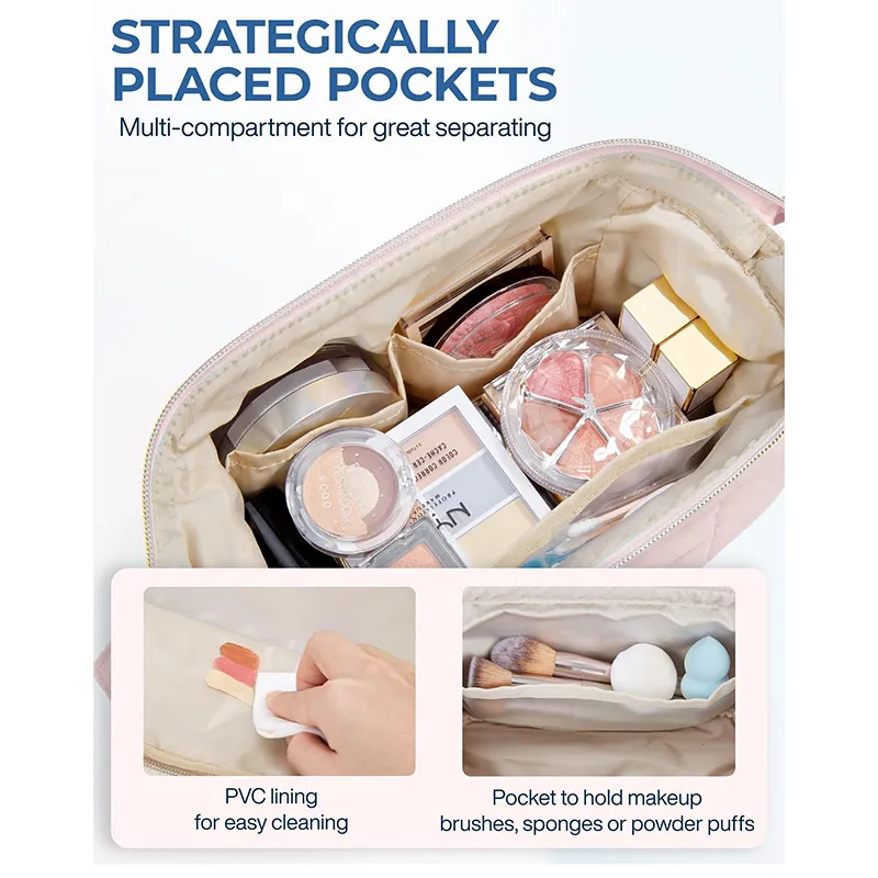 Premium material detail of Quilted Cloud Puffer Cosmetic Toiletry Bag