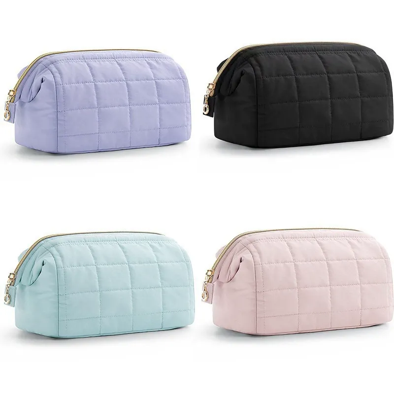 Quality buckle details of Quilted Cloud Puffer Cosmetic Toiletry Bag