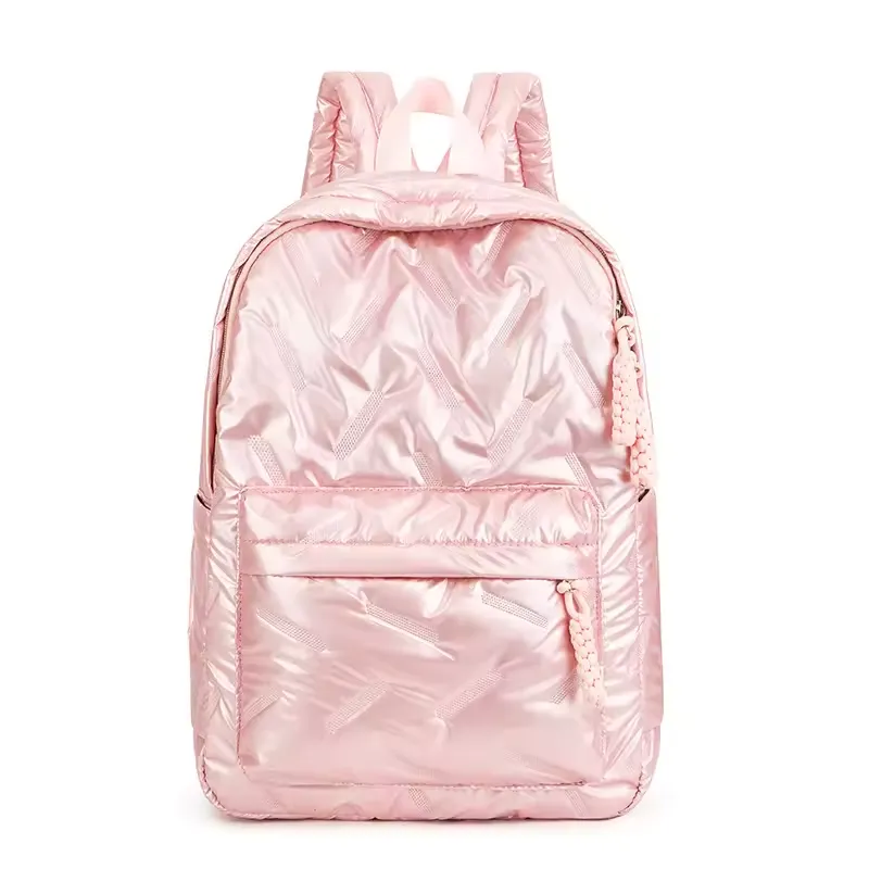 Pastel pink version with matching tassel zippers - custom fashion backpack manufacturing