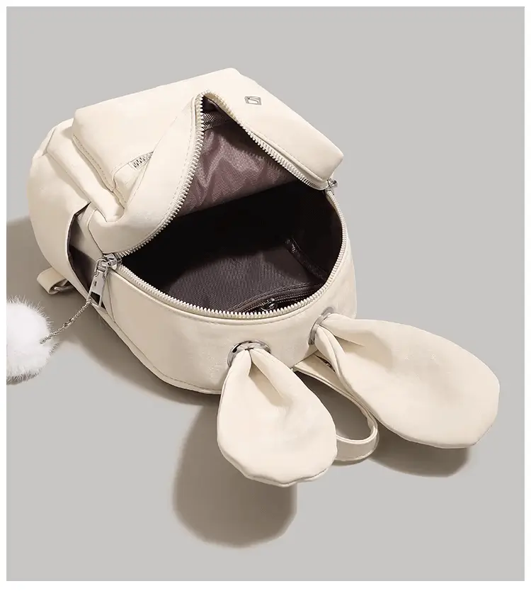 Interior view showing dark brown lining - OEM cute backpack production