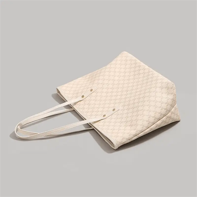 Retro letter tote bag manufacturer - Beige retro letter tote with all-over print for custom OEM production