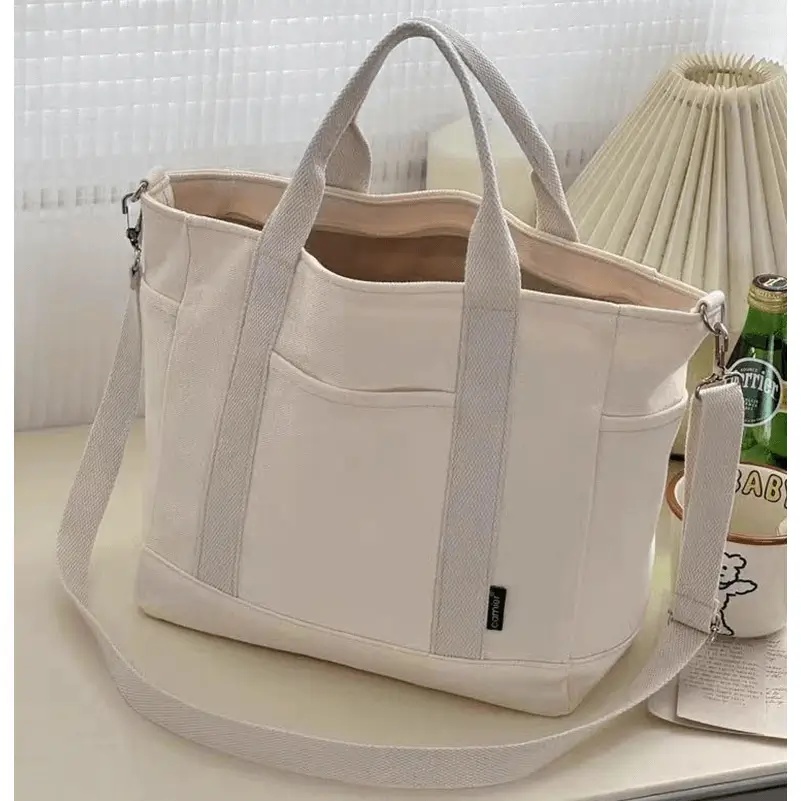 Canvas tote bag manufacturer - Simple minimalist canvas tote with dual handles for custom OEM production