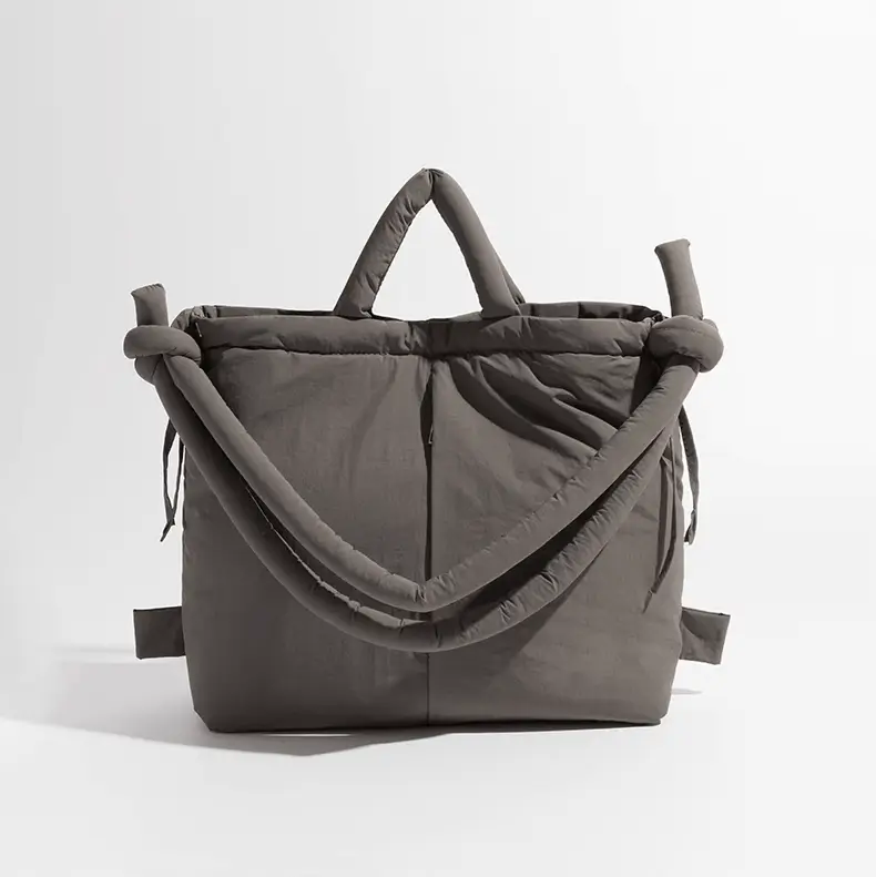 Padded shoulder tote alternative view - Manufacturing precision for wholesale fashion factory showing structured design