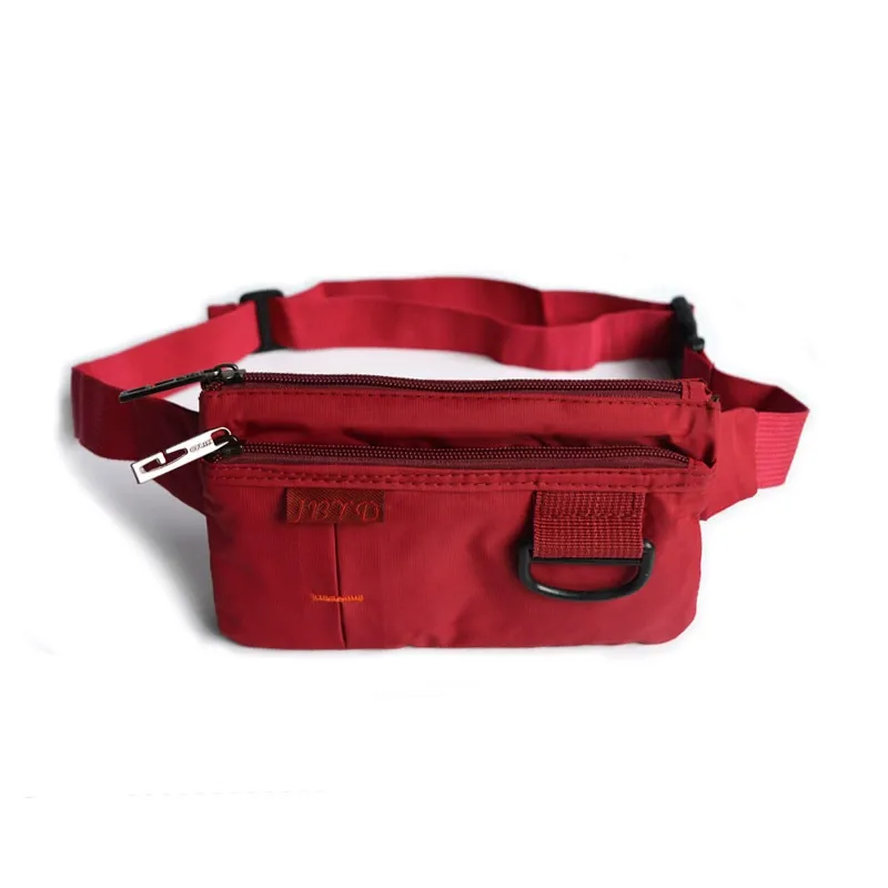 On-body wear demo of slim passport waist bag during outdoor running