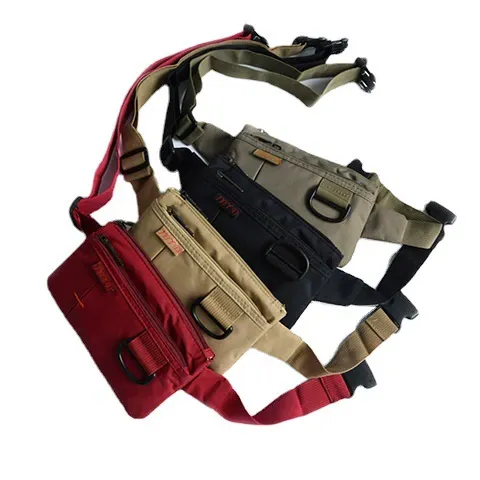 Custom logo print panel on nylon travel chest bag OEM sample