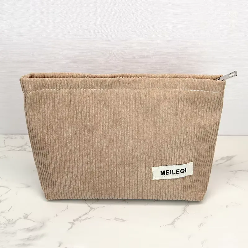 Light brown corduroy bag collection - Neutral color options for OEM orders showing production versatility