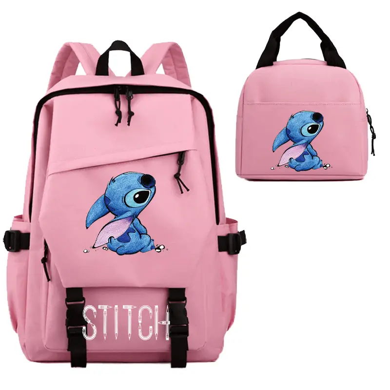 Official Stitch backpack set manufacturer - Pink Stitch backpack with matching tote bag for OEM licensed merchandise production