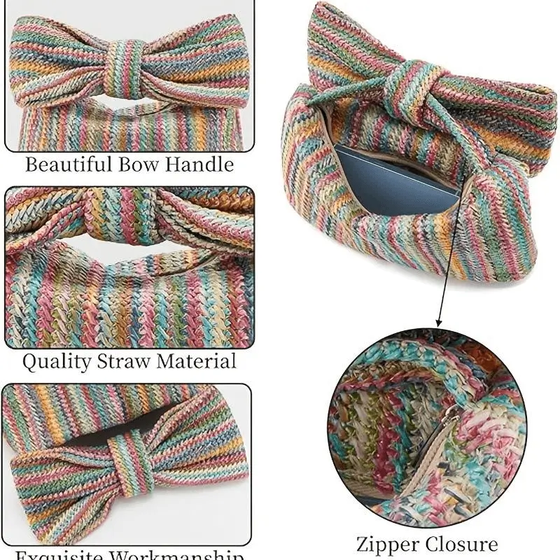 Detailed view of colorful clutch - Quality craftsmanship and bow construction for custom clutch manufacturing