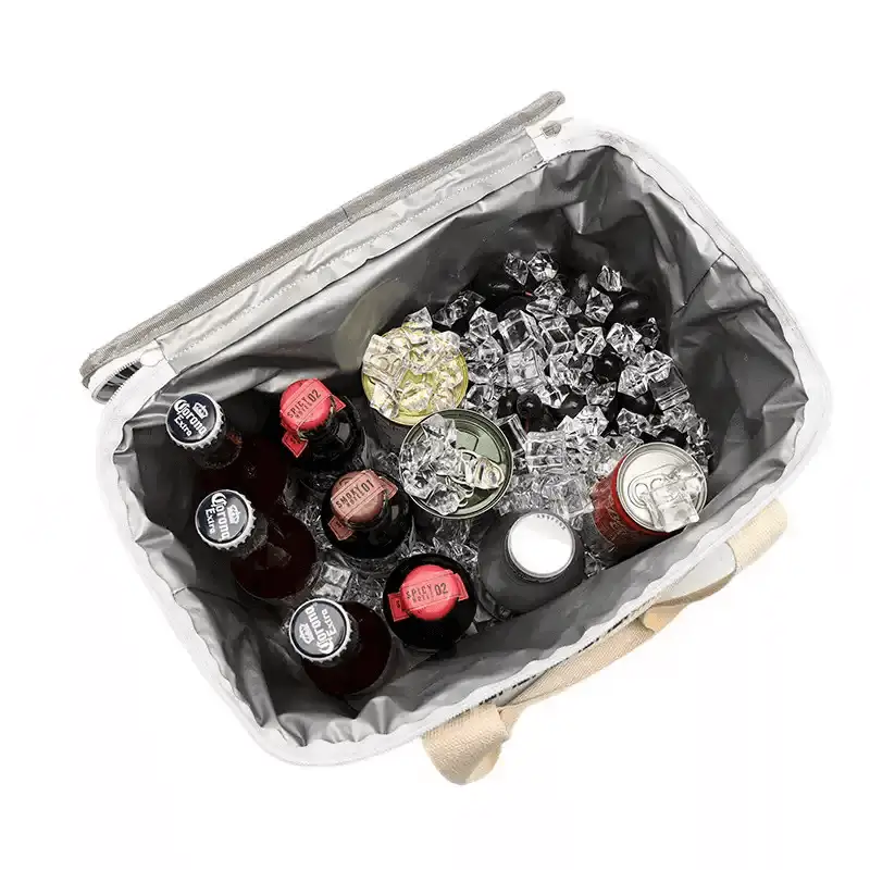 Interior capacity - Premium insulated bag manufacturer showing drinks and ice storage with thermal retention