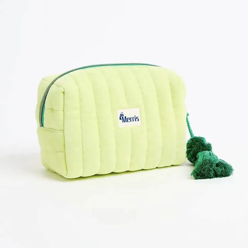 Velvet cosmetic bag interior view - Vibrant lining construction for wholesale distribution