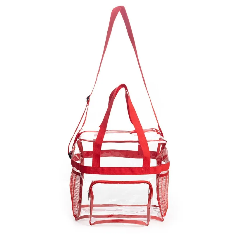 Back view showing straps of Waterproof Clear PVC Travel Duffel Bag